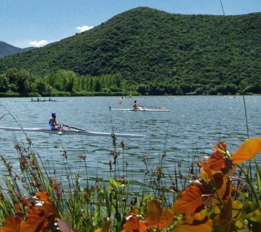 Rowing on Piediluco Lake Rowing on Piediluco Lake
